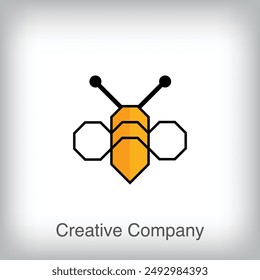 Creative honey bee modern logo. Unique color transitions. Corporate company and ecology-nature icon. vector