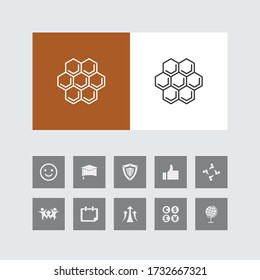 Creative Honey Comb Line Icon with Bonus Icons. 