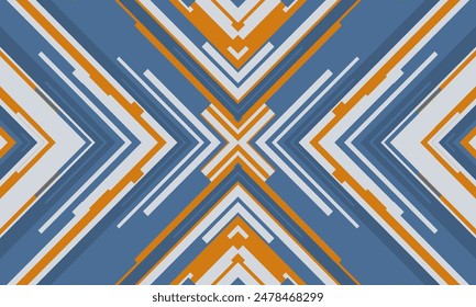 Creative horizontal banner or cover with vibrant colours. Modern abstract background with geometric pattern. Blue and orange trendy vector illustration