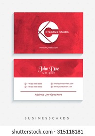 Creative horizontal business card, name card or visiting card set with front and back side presentation.