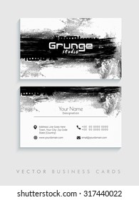 Creative horizontal business card, name card or visiting card set with grungy color splash.