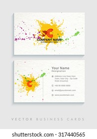 Creative horizontal business card, name card or visiting card set with colorful splash.