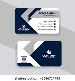 Creative Horizontal Business Card Template with Icon and QR Code for Agencies and Freelancers 