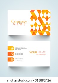 Creative horizontal business card or visiting card with abstract design for your profession.