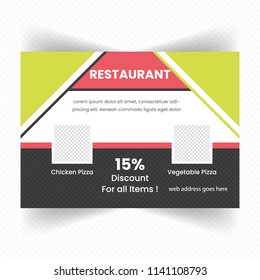 Creative Horizontal Flyer design. Modern Food and Restaurant brochure template. advertisement, presentation, magazine page. a4 size vector illustration. EPS 10

