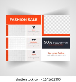 Creative Horizontal Flyer design. Modern Fashion Sales off Flyer template. advertisement, presentation, magazine page. a4 size vector illustration. EPS 10