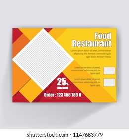 Creative Horizontal Flyer design. Modern Food and Restaurant brochure template. advertisement, presentation, magazine page. a4 size vector illustration. EPS 10