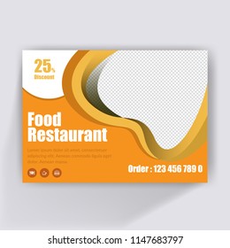 Creative Horizontal Flyer design. Modern Food and Restaurant brochure template. advertisement, presentation, magazine page. a4 size vector illustration. EPS 10