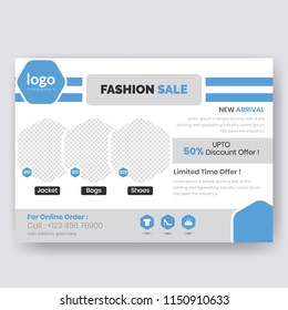 Creative Horizontal Flyer design. Modern Fashion Sales off Flyer template. advertisement, presentation, magazine page. a4 size vector illustration. EPS 10
