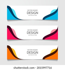 creative horizontal web banner, corporate banner, wave header footer designs. vector illustration