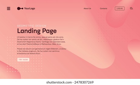 Creative horizontal website landing page design. Abstract geometric background