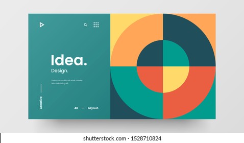 Creative horizontal website screen part for responsive web design project development. Abstract geometric pattern banner layout mock up. Corporate landing page block vector illustration template.
