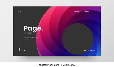 Creative horizontal website screen part for responsive web design project development. Abstract geometric banner layout mock up. Premium corporate landing page block vector illustration template.