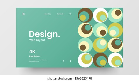 Creative horizontal website screen part for responsive web design project development. Abstract geometric pattern banner layout mock up. Corporate landing page block vector illustration template.