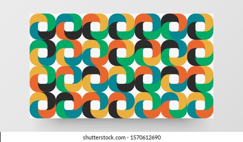 Creative horizontal website screen part for responsive web design project development. Abstract geometric pattern banner layout mock up. Corporate landing page block vector illustration template.