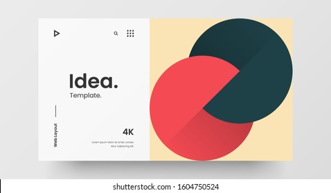 Creative horizontal website screen part for responsive web design project development. Abstract geometric pattern banner layout mock up. Corporate landing page block vector illustration template.