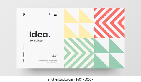Creative horizontal website screen part for responsive web design project development. Abstract geometric pattern banner layout mock up. Corporate landing page block vector illustration template.