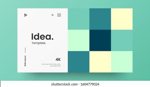 Creative horizontal website screen part for responsive web design project development. Abstract geometric pattern banner layout mock up. Corporate landing page block vector illustration template.