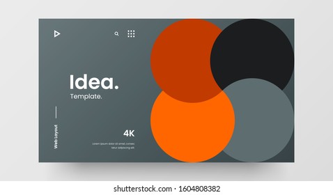 Creative horizontal website screen part for responsive web design project development. Abstract geometric pattern banner layout mock up. Corporate landing page block vector illustration template.