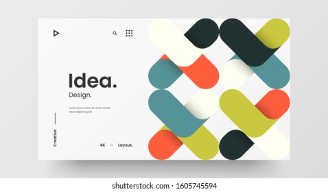 Creative horizontal website screen part for responsive web design project development. Abstract geometric pattern banner layout mock up. Corporate landing page block vector illustration template.