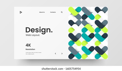 Creative horizontal website screen part for responsive web design project development. Abstract geometric pattern banner layout mock up. Corporate landing page block vector illustration template.