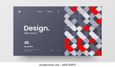 Creative horizontal website screen part for responsive web design project development. Abstract geometric pattern banner layout mock up. Corporate landing page block vector illustration template.