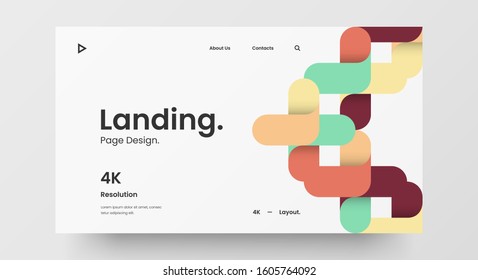 Creative horizontal website screen part for responsive web design project development. Abstract geometric pattern banner layout mock up. Corporate landing page block vector illustration template.