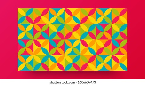 Creative horizontal website screen part for responsive web design project development. Abstract geometric pattern banner layout mock up. Corporate landing page block vector illustration template.