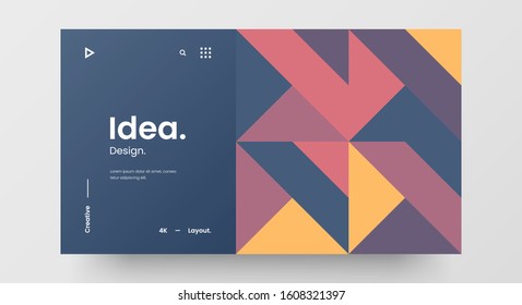Creative horizontal website screen part for responsive web design project development. Abstract geometric pattern banner layout mock up. Corporate landing page block vector illustration template.