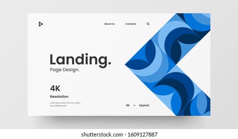 Creative horizontal website screen part for responsive web design project development. Abstract geometric pattern banner layout mock up. Corporate landing page block vector illustration template.