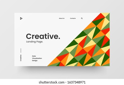Creative horizontal website screen part for responsive web design project development. Abstract geometric pattern banner layout mock up. Corporate landing page block vector illustration template.