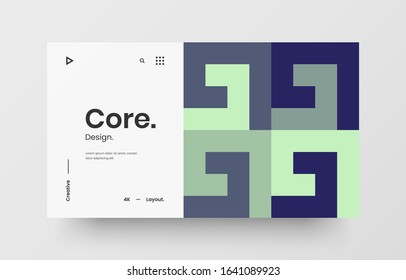 Creative horizontal website screen part for responsive web design project development. Abstract geometric pattern banner layout mock up. Corporate landing page block vector illustration template.