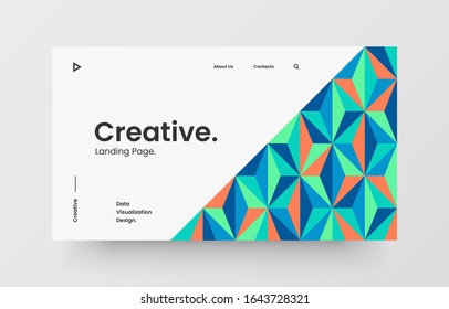 Creative Horizontal Website Screen Part For Responsive Web Design Project Development. Abstract Geometric Pattern Banner Layout Mock Up. Corporate Landing Page Block Vector Illustration Template.