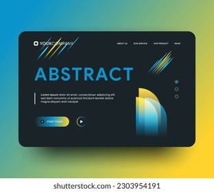 Creative horizontal website screen part Corporate landing page responsive web design geometric banner layout mock up Creating UI UX project development