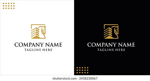 Caballo creativo y construcción Logo Design Concept Plantilla. Vector elegante, lujoso y moderno, inspiración de diseño.