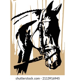 Kreative Pferdedesign-Kunst durch Illustration für Logo-Design, Hemddruck. 