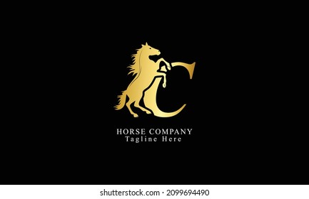 Creative Horse Elegant letter C Logo Symbol Design Illustration Vector for Company