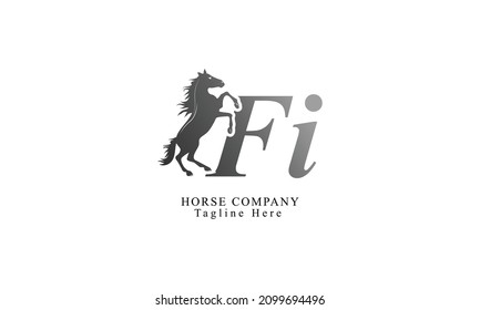 Creative Horse Elegant letter FI Logo Symbol Design Illustration Vector for Company