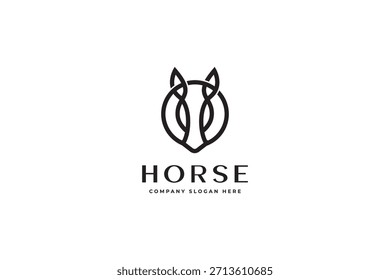 Vetor de ilustração de design de símbolo de logotipo elegante de cavalo criativo para empresa