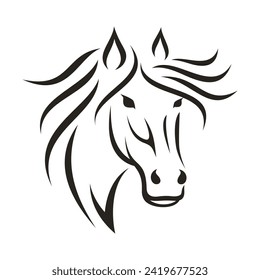 Creativo Estilo de contorno de línea de cabeza de caballo Diseño de logotipo profesional Ilustración de vectores