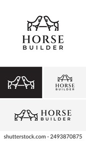 Creative Horse with Initial A Architect Builder Logo Design Branding Template