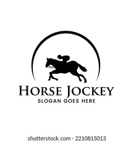 Creative horse jockey silhouette logo design