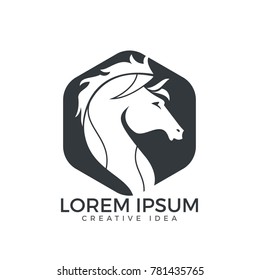 Creative horse logo Design concept design with hexagonal geometric.