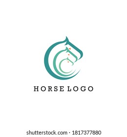 creative horse logo illustration circle with color vector design template
