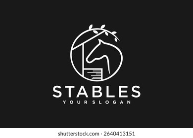 creative horse logo with line art concept, stables logo, ranch and farm logo, logo reference.