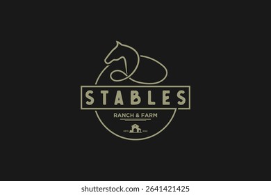 creative horse logo with line art concept, vintage logo, ranch and farm logo, logo reference.
