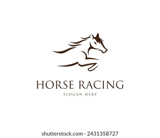 Creative Horse Racing Elegant Logo Symbol Design Illustration Vector.