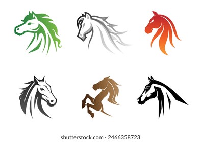 Cabezas de caballos creativos Colección Logo Símbolo Vector Iconos Diseño Ilustración	