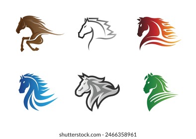 Cabezas de caballos creativos Colección Logo Símbolo Vector Iconos Diseño Ilustración	