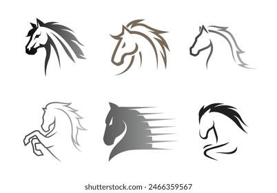 Creative Horses heads Collection Logo Symbol Vector Icons Design Illustration	